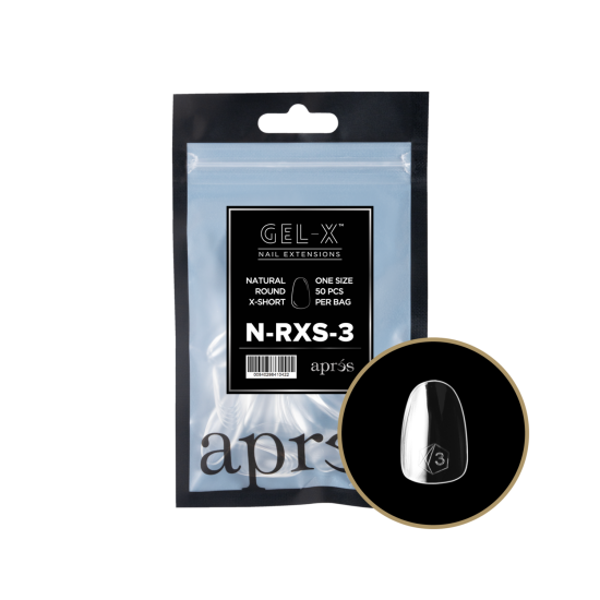 APRÉS Gel-X Natural Round Extra Short Size 04, Refill Tips