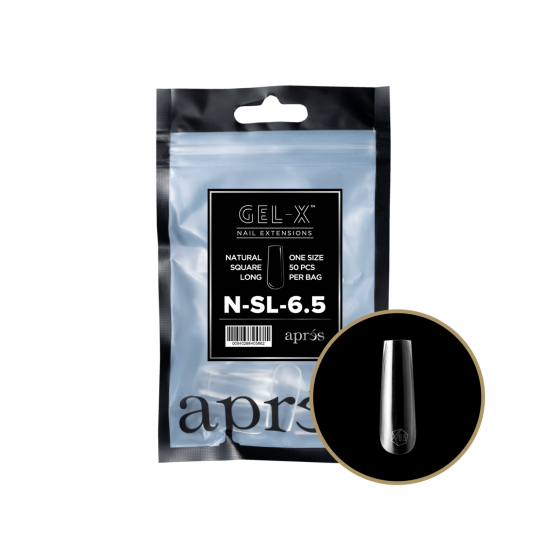 APRÉS  Natural Square Long Size 6.5, Refill Tips