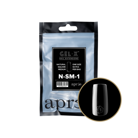 APRÉS Gel-X Natural Square Medium Size 1, Refill Tips