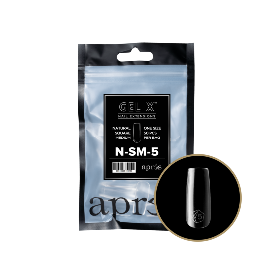 APRÉS Gel-X Natural Square Medium Size 5, Refill Tips