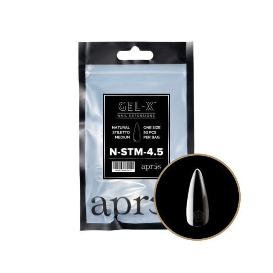 APRÉS  Natural Stiletto Medium Size 4.5, Refill Tips