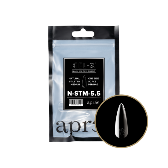 APRÉS  Natural Stiletto Medium Size 5.5, Refill Tips