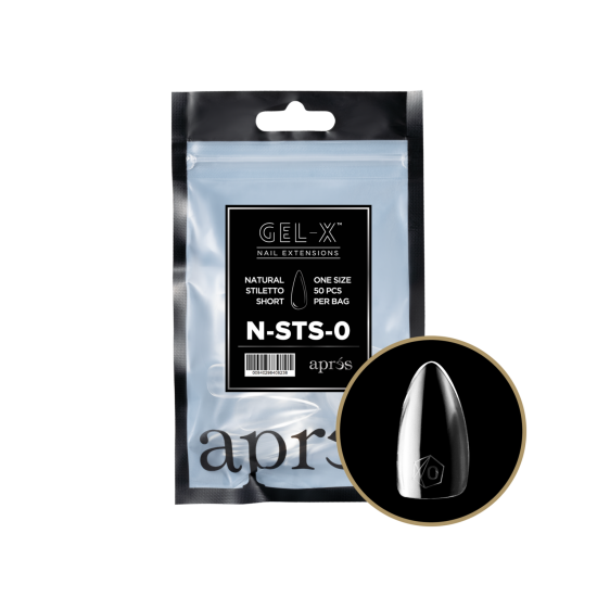 APRÉS  Natural Stiletto Short Size 0, Refill Tips