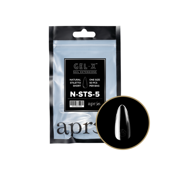 APRÉS Gel-X Natural Stiletto Short Size 5, Refill Tips