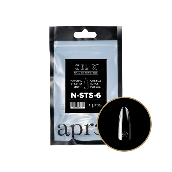 APRÉS Gel-X Natural Stiletto Short Size 6, Refill Tips