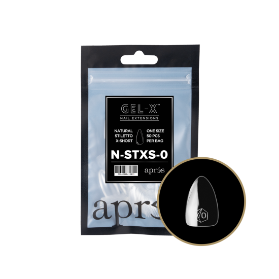 Apres Gel X Natural Stiletto Extra Short Size 0 Refill Tips