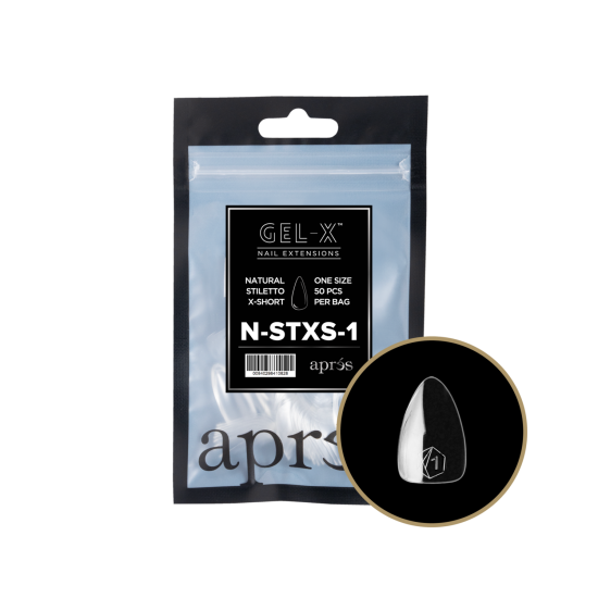 Apres Gel X Natural Stiletto Extra Short Size 01 Refill Tips