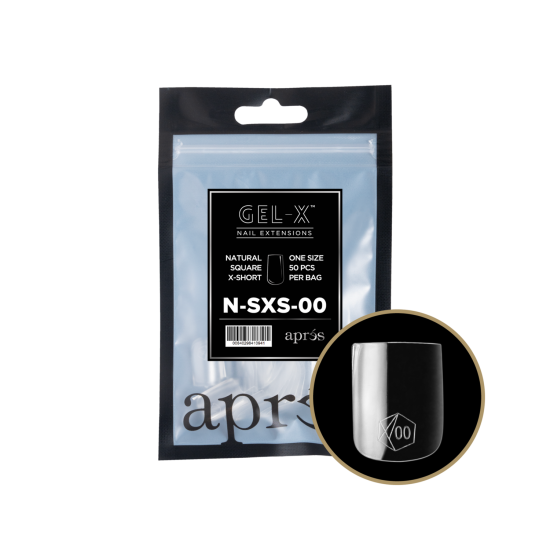 Aprés Gel X Natural Square Extra Short Size 00 Refill Tips