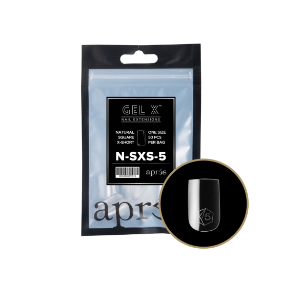 APRÉS Gel-X Natural Square Extra Short Size 05 Refill Tips