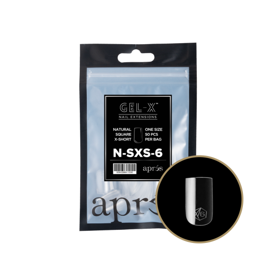 Après Gel-X Natural Square Extra Short Size 06, Refill Tips