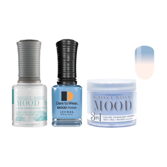 Lechat Dip, Gel, Polish Trio Partly Cloudy #02 Mood Change, 3pc Bundle