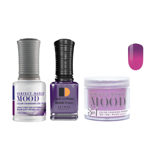 Lechat Dip, Gel, Polish Trio Midnight Pearl #07 Mood Change, 3pc Bundle