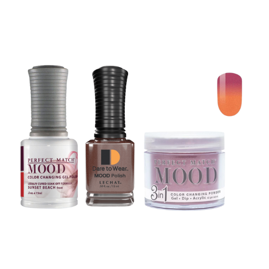 Lechat Dip, Gel, Polish Trio Sunset Beach #08 Mood Change, 3pc Bundle