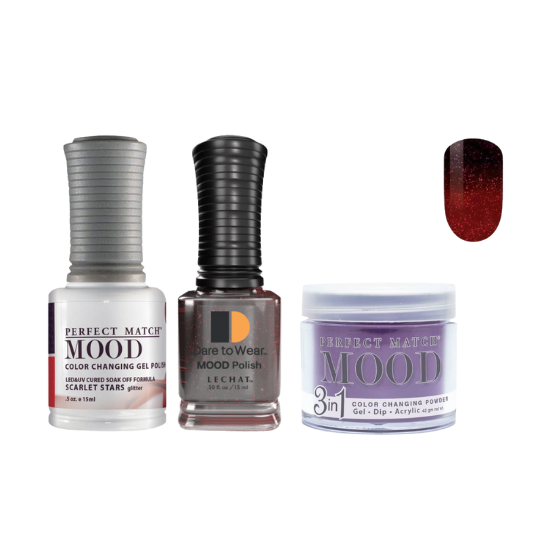 Lechat Dip, Gel, Polish Trio Scarlet Stars #13 Mood Change, 3pc Bundle