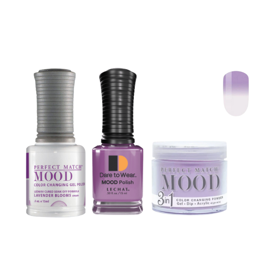 Lechat Dip, Gel, Polish Trio Lavender Blooms #20 Mood Change, 3pc Bundle