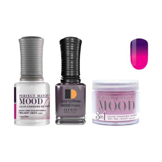 Lechat Dip, Gel, Polish Trio Twilight Skies #24 Mood Change, 3pc Bundle