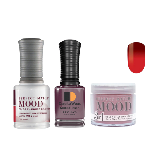 Lechat Dip, Gel, Polish Trio Dark Rose #34 Mood Change, 3pc Bundle
