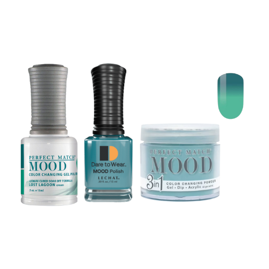 Lechat Dip, Gel, Polish Trio Lost Lagoon #41 Mood Change, 3pc Bundle