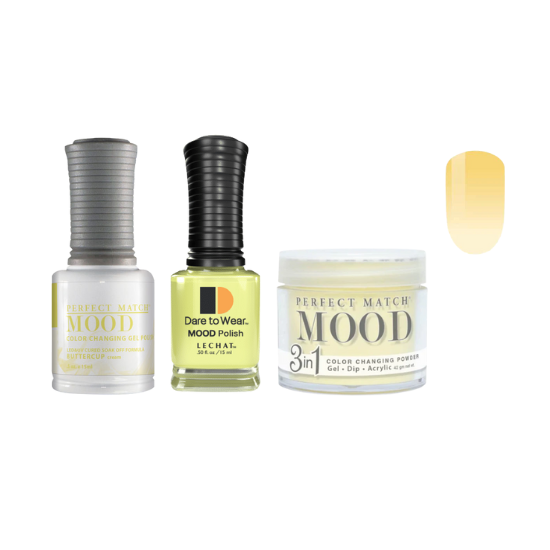 Lechat Dip, Gel, Polish Trio Buttercup #57 Mood Change, 3pc Bundle