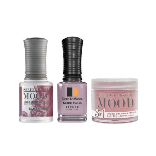 Lechat Dip, Gel, Polish Trio Dusty Rose #61 Mood Change, 3pc Bundle