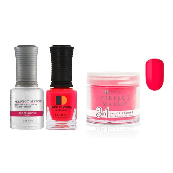 Lechat Dip, Gel, Polish Trio Shocking Pink #045, 3pc Bundle