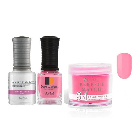 Lechat Dip, Gel, Polish Trio Pink Lace Veil #049, 3pc Bundle