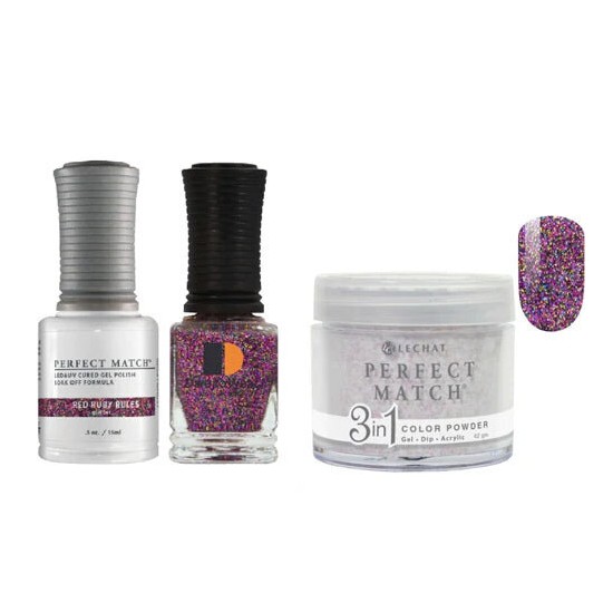 Lechat Dip, Gel, Polish Trio Red Ruby Rules #057, 3pc Bundle