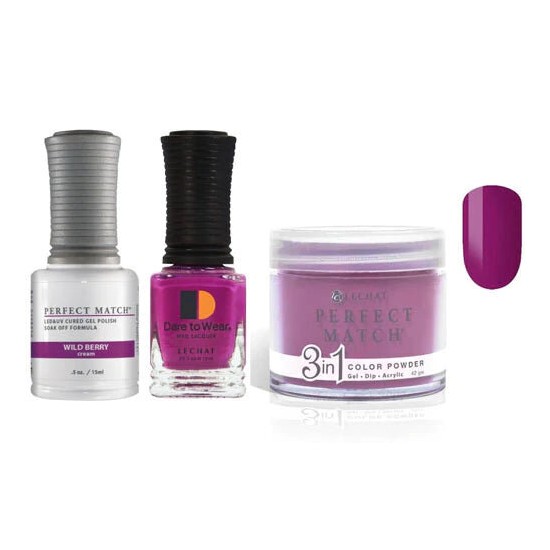 Lechat Dip, Gel, Polish Trio Wild Berry #131, 3pc Bundle