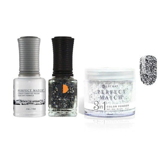 Lechat Dip, Gel, Polish Trio Black Tie Affair #138, 3pc Bundle
