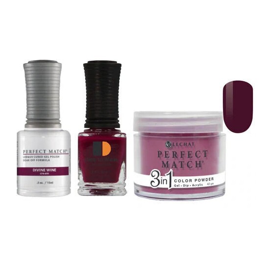 Lechat Dip, Gel, Polish Trio Divine Wine #185, 3pc Bundle
