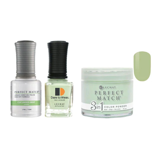 Lechat Dip, Gel, Polish Trio Cucumber Mint #227, 3pc Bundle