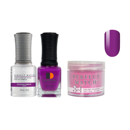 Lechat Dip, Gel, Polish Trio Fuchsia Freeze #279, 3pc Bundle