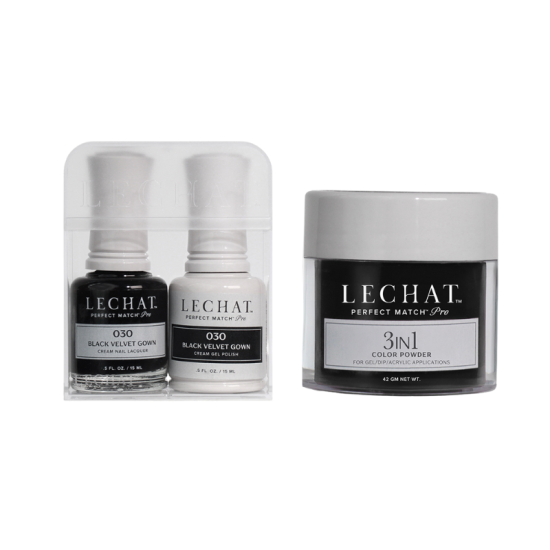 Lechat Perfect Match Pro Trio #30 Black Velvet Gown, 3pc Bundle