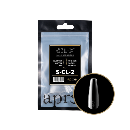 APRÉS Gel-X Sculpted Coffin Long Size 2, Refill Tips