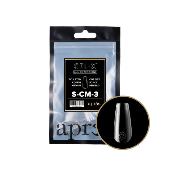 APRÉS  Sculpted Coffin Medium Size 03, Refill Tips