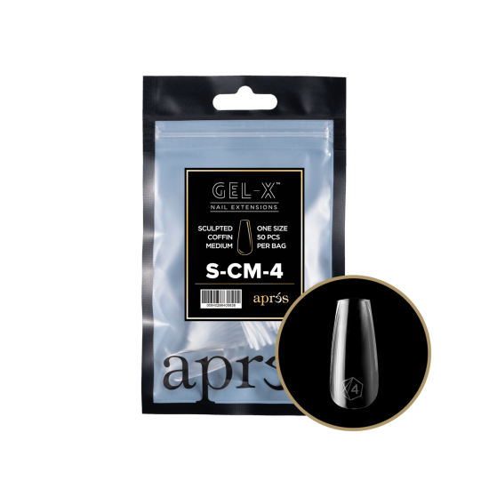 APRÉS Gel-X Sculpted Coffin Medium Size 4 Refill Tips