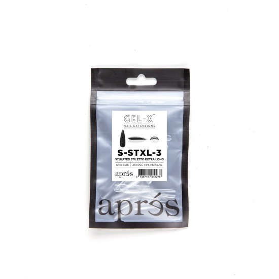 APRÉS Gel-X Sculpted Stiletto XL Size 3, Refill Tips