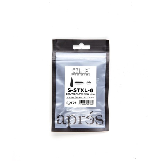 APRÉS Gel-X Sculpted Stiletto XL Size 6, Refill Tips