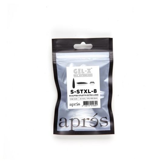 APRÉS Gel-X Sculpted Stiletto XL Size 8, Refill Tips