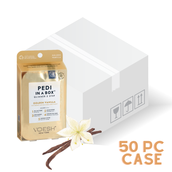 Voesh Pedi In A Box Glimmer Golden Vanilla 5 Step, 50pc Case