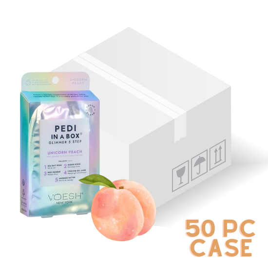 Voesh Pedi In A Box Glimmer Unicorn Peach 5 Step, 50pc Case