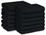 100% Cotton Towels Black Double-stitched 16