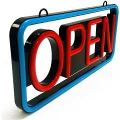 LED Open Sign Rectangle Red/Blue, 12"x 24"