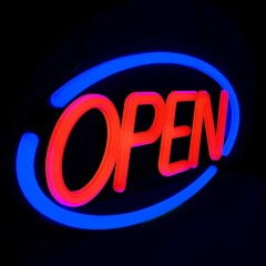 LED Open Sign Oval Red/Blue, 12"x 24"