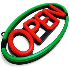 LED Open Sign Oval Red/Green, 12"x 24"