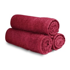 100% Cotton Towels Burgundy Double-stitched 16"x 27" , 12pc/pack