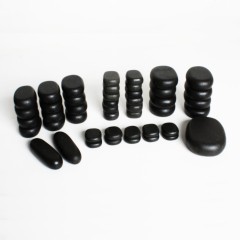 45-Piece Natural Basalt Massage Stone Set with Bamboo Case