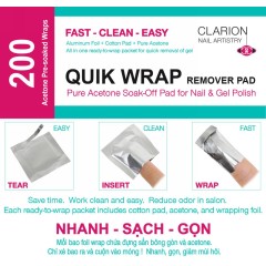 Clarion Pure Acetone Gel Remover Aluminum Quik-Wrap 200ct