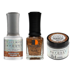 Lechat Dip, Gel, Polish Trio Copper Comet #11, SkyDust