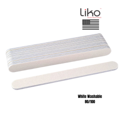 Liko Nail Files White 80/100, 50ct Premium Washable